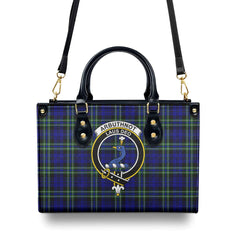 Arbuthnot Modern Tartan Crest Leather Handbag