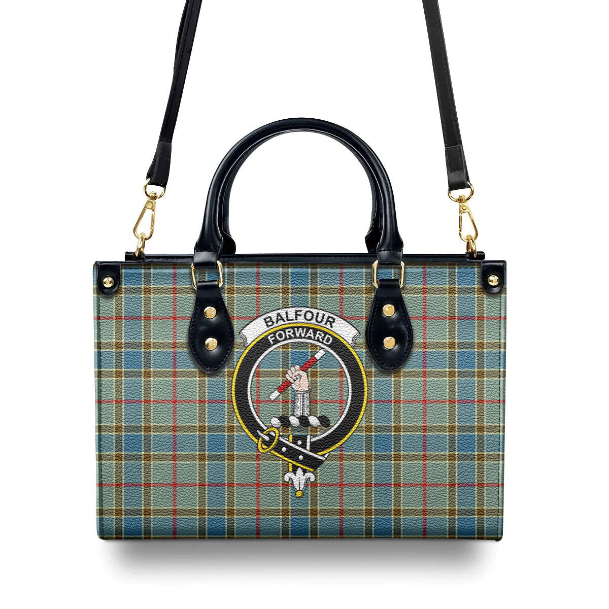 Balfour Blue Tartan Crest Leather Handbag