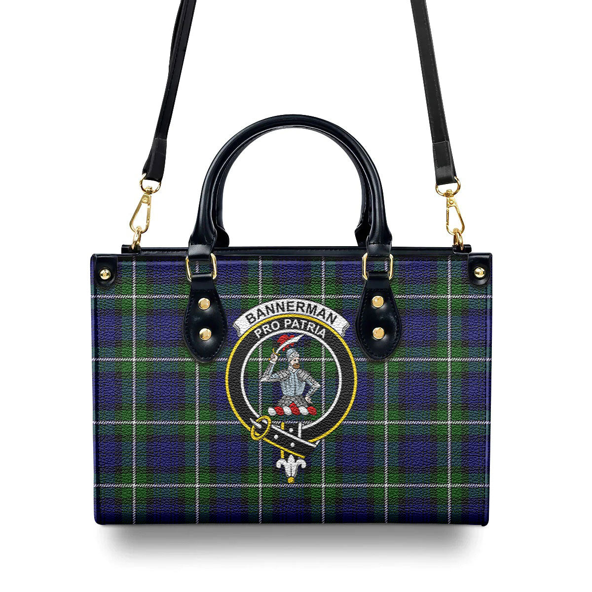 Bannerman Tartan Crest Leather Handbag