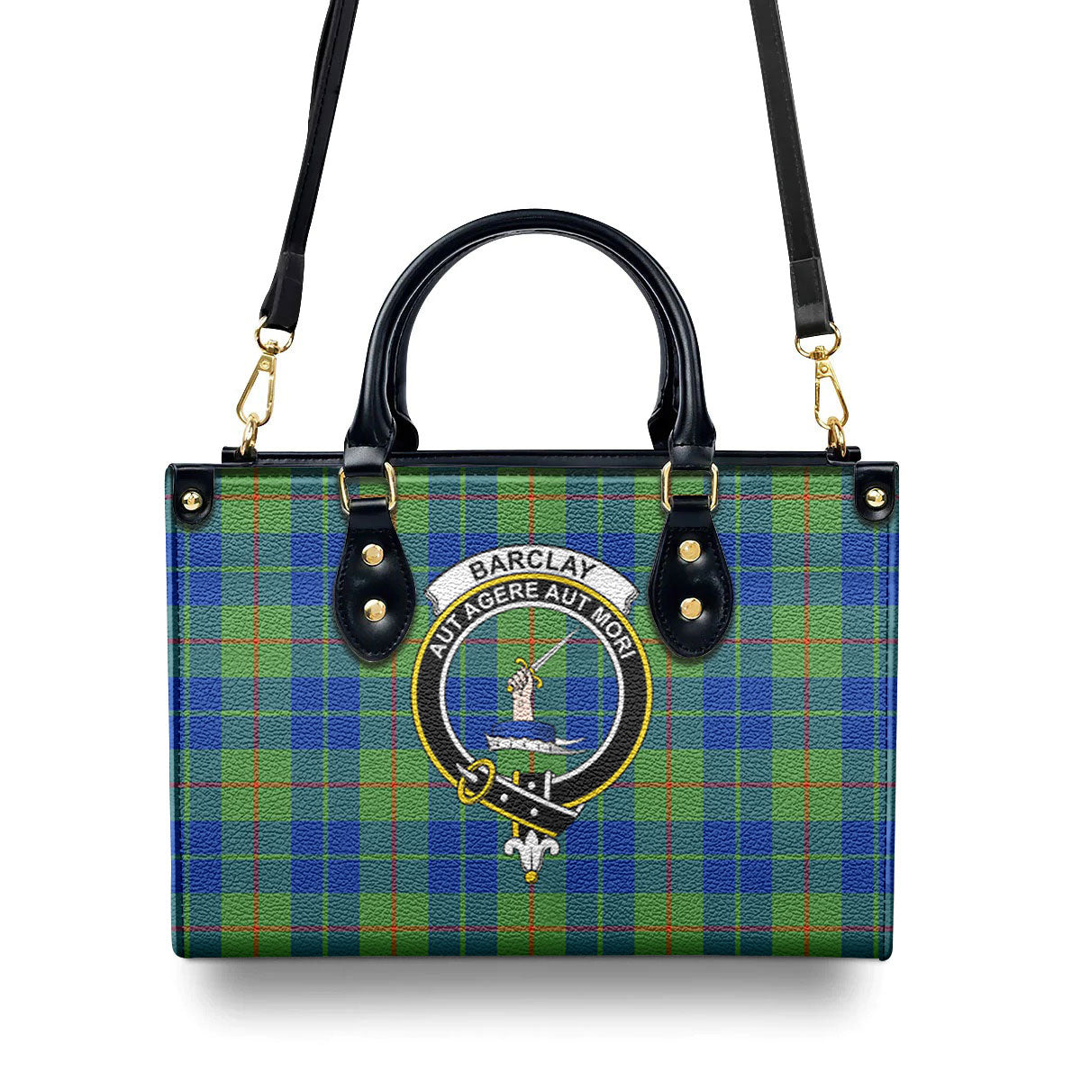 Barclay Hunting Ancient Tartan Crest Leather Handbag