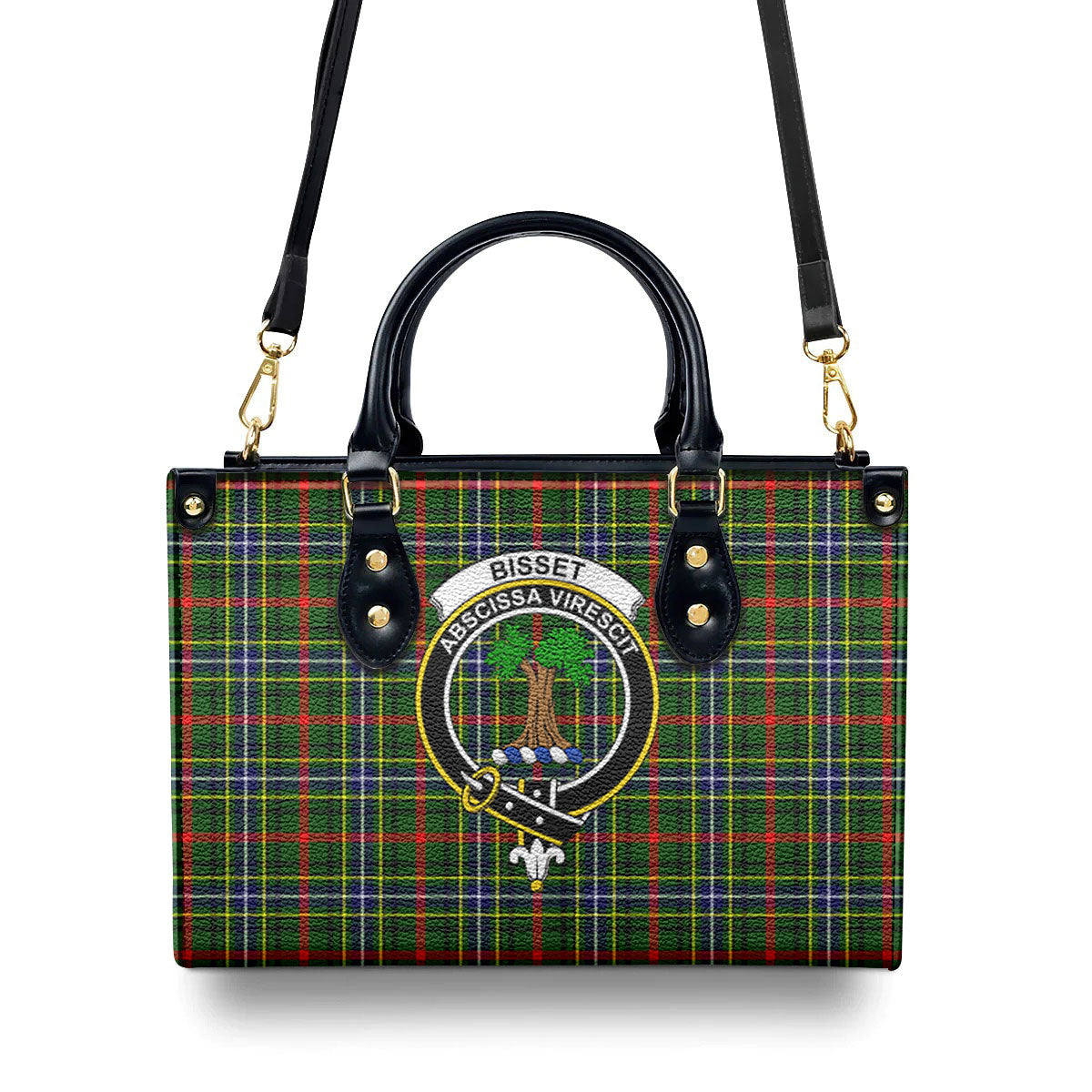 Bisset Tartan Crest Leather Handbag