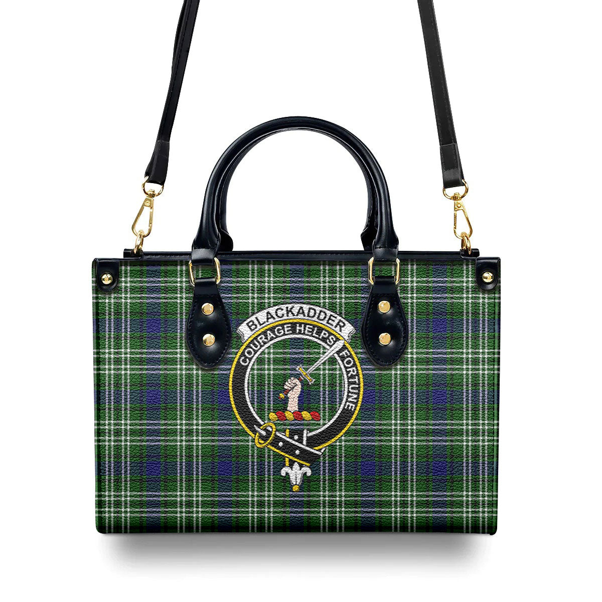 Blackadder Tartan Crest Leather Handbag