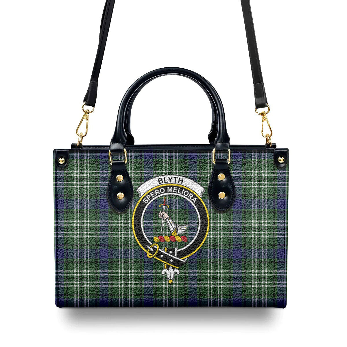 Blyth Tartan Crest Leather Handbag