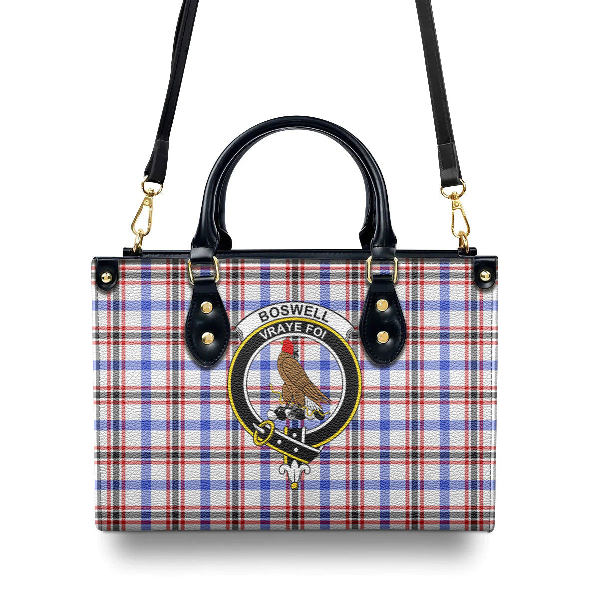 Boswell Modern Tartan Crest Leather Handbag