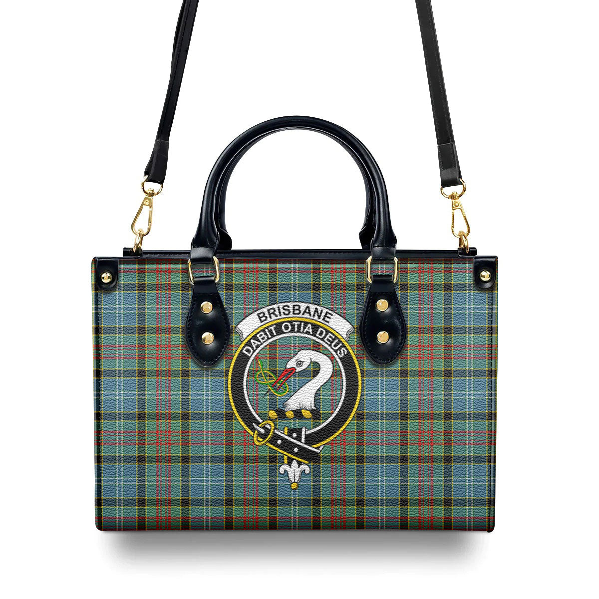 Brisbane Tartan Crest Leather Handbag