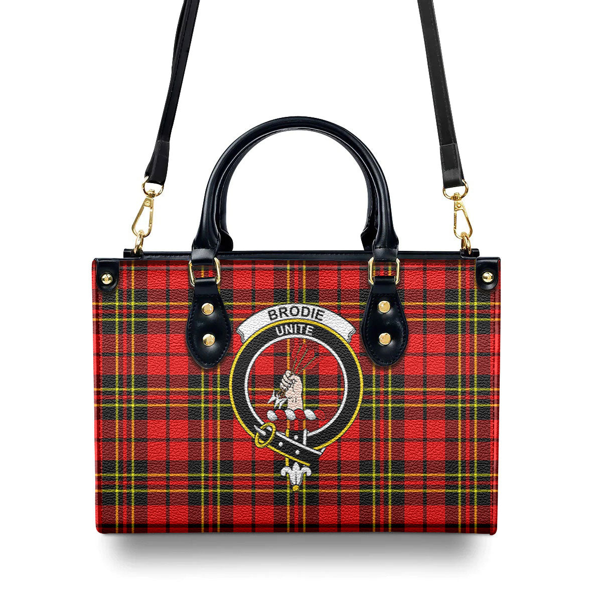 Brodie Modern Tartan Crest Leather Handbag