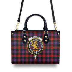 Broun Modern Tartan Crest Leather Handbag