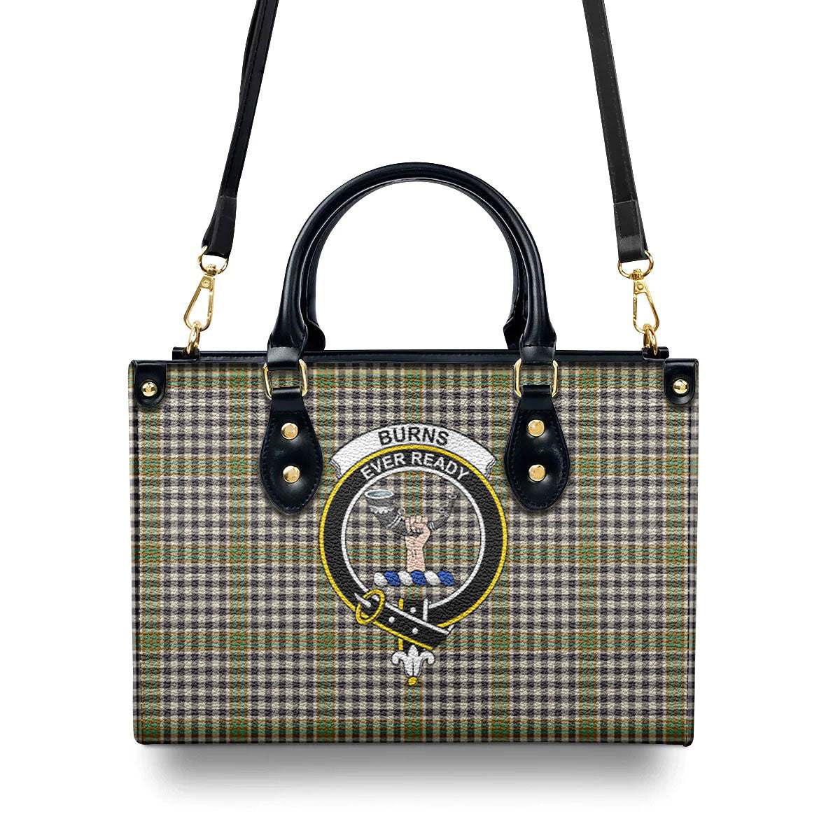 Burns Check Tartan Crest Leather Handbag