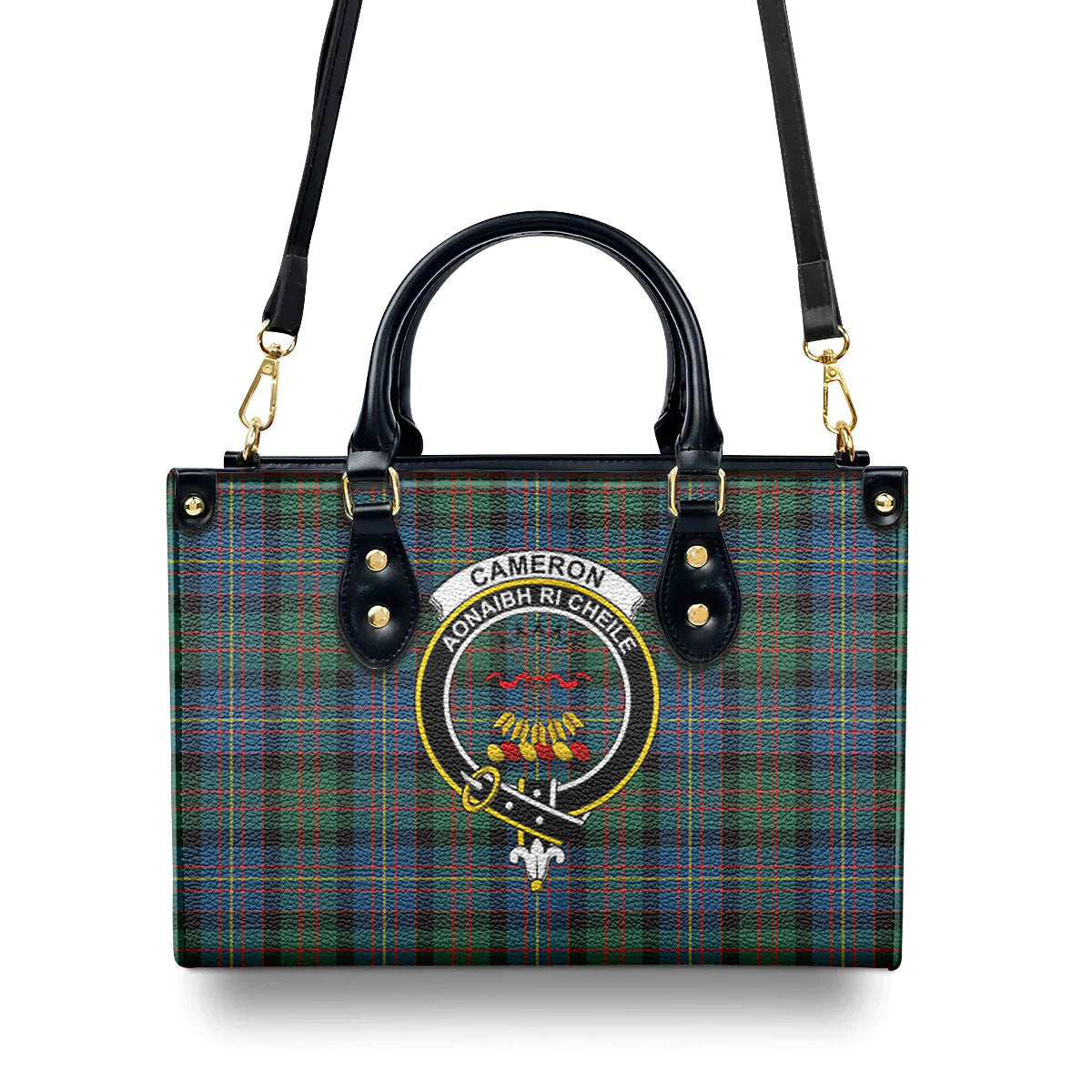 Cameron of Erracht Ancient Tartan Crest Leather Handbag