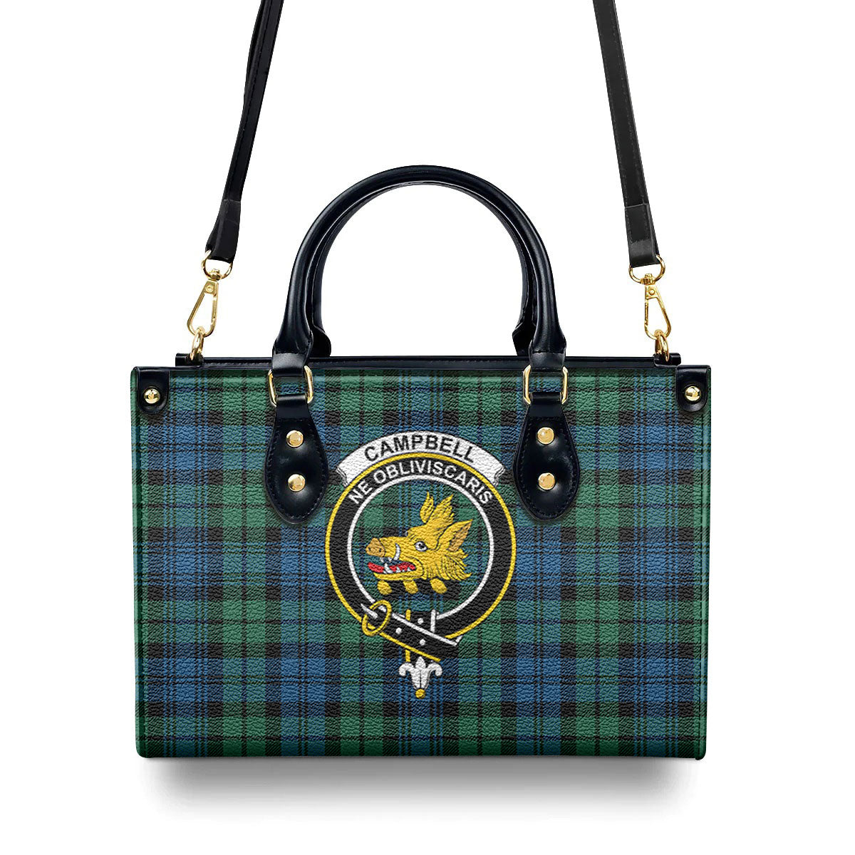 Campbell Ancient 02 Tartan Crest Leather Handbag