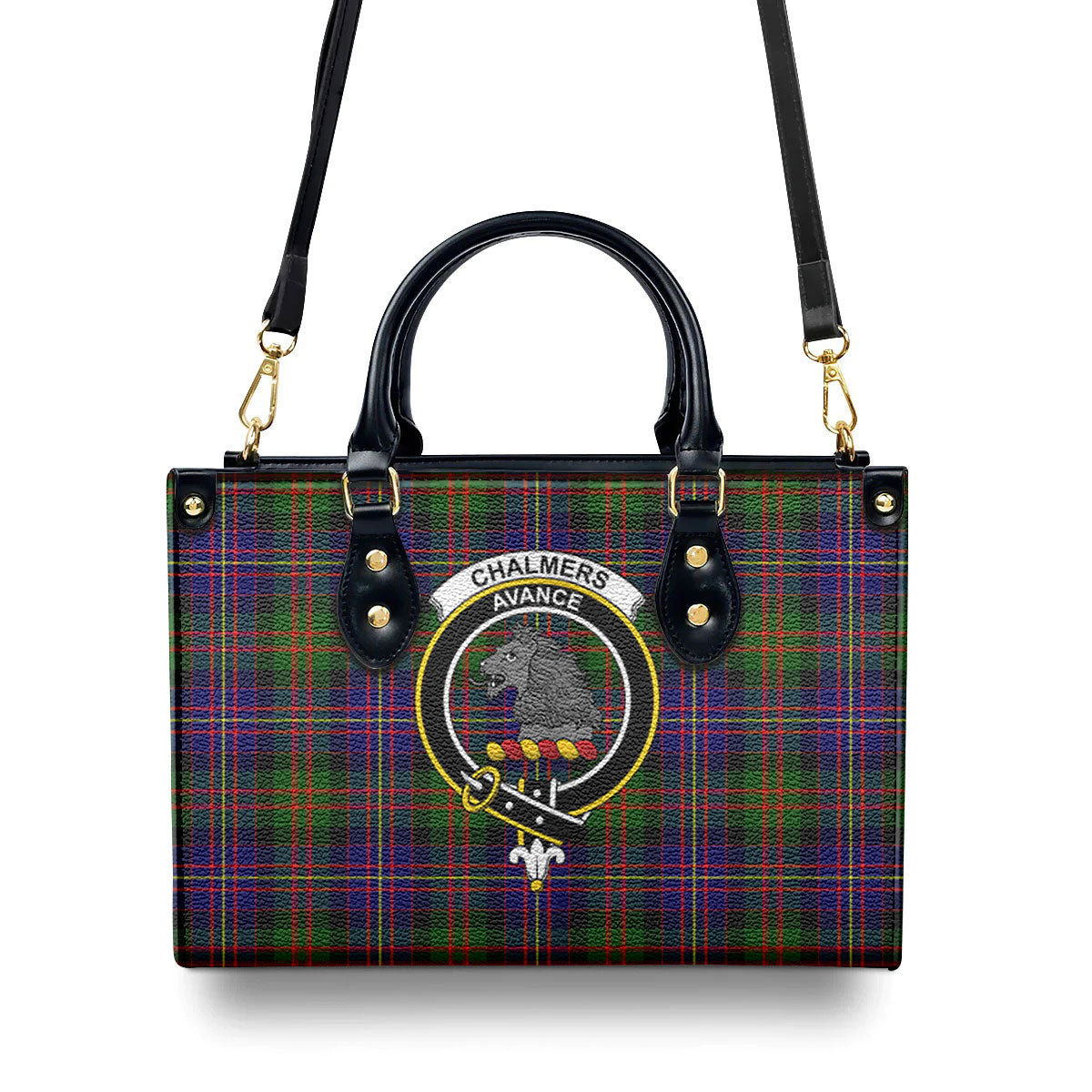 Chalmers Tartan Crest Leather Handbag