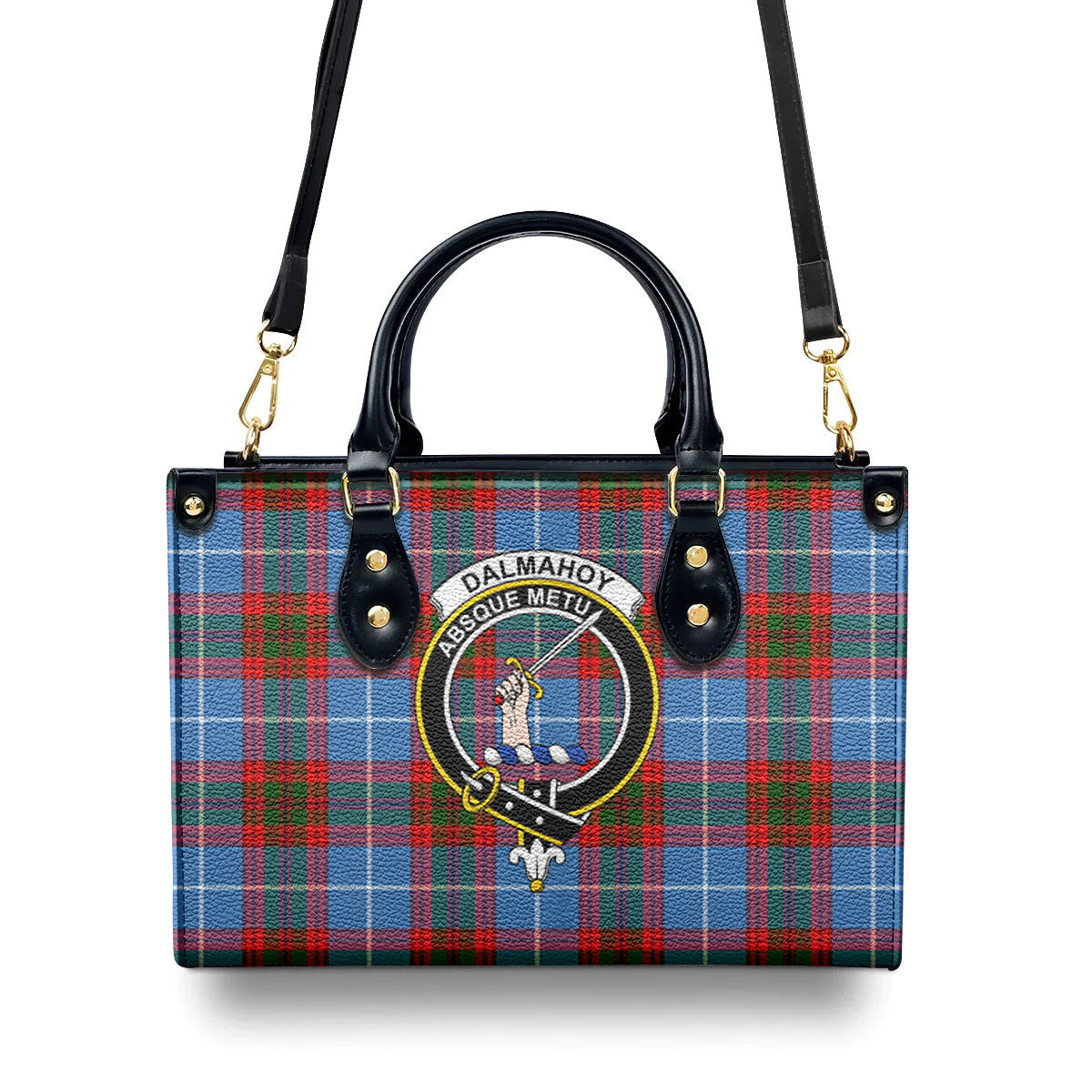 Dalmahoy Tartan Crest Leather Handbag