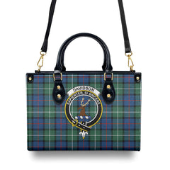 Davidson of Tulloch Tartan Crest Leather Handbag