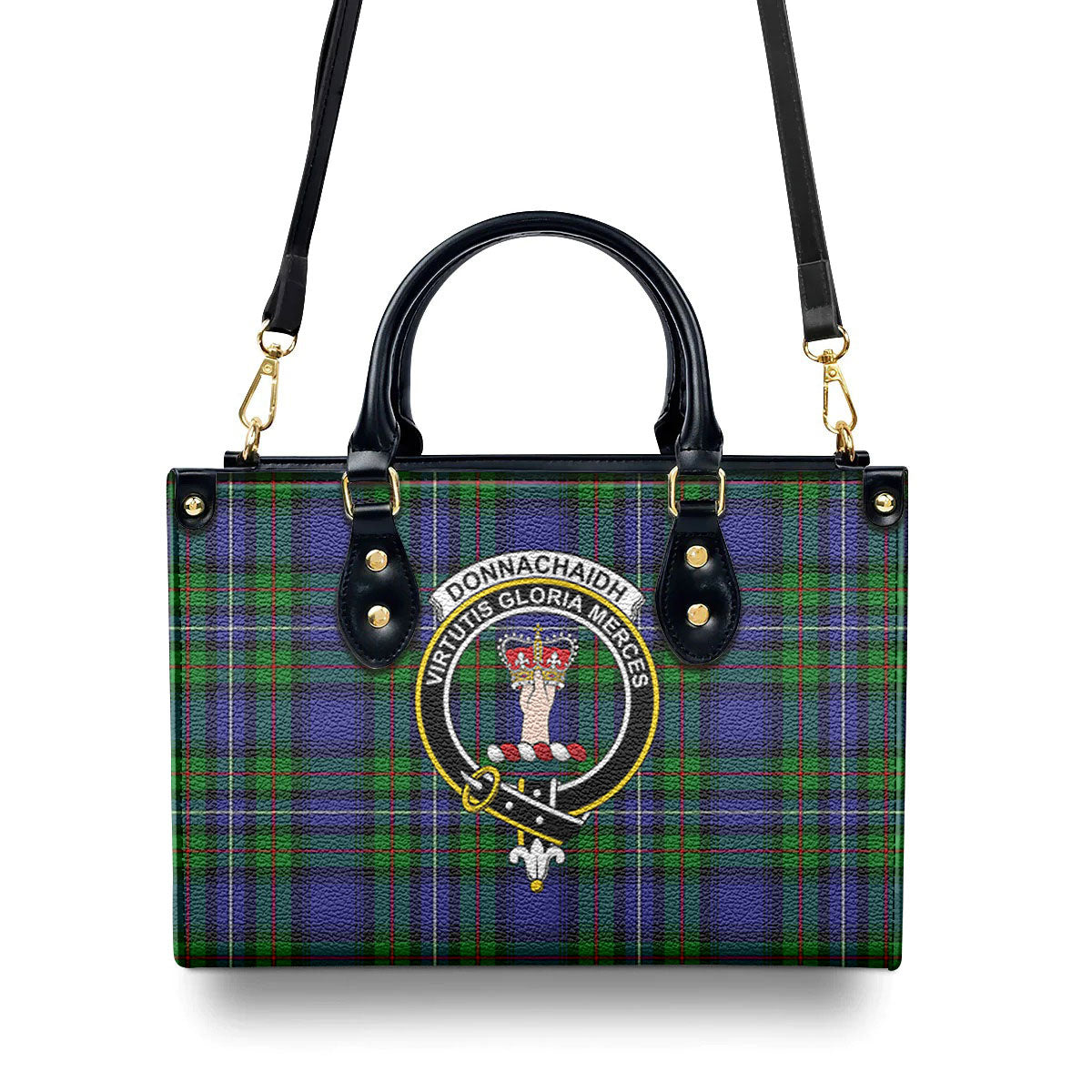 Donnachaidh Tartan Crest Leather Handbag