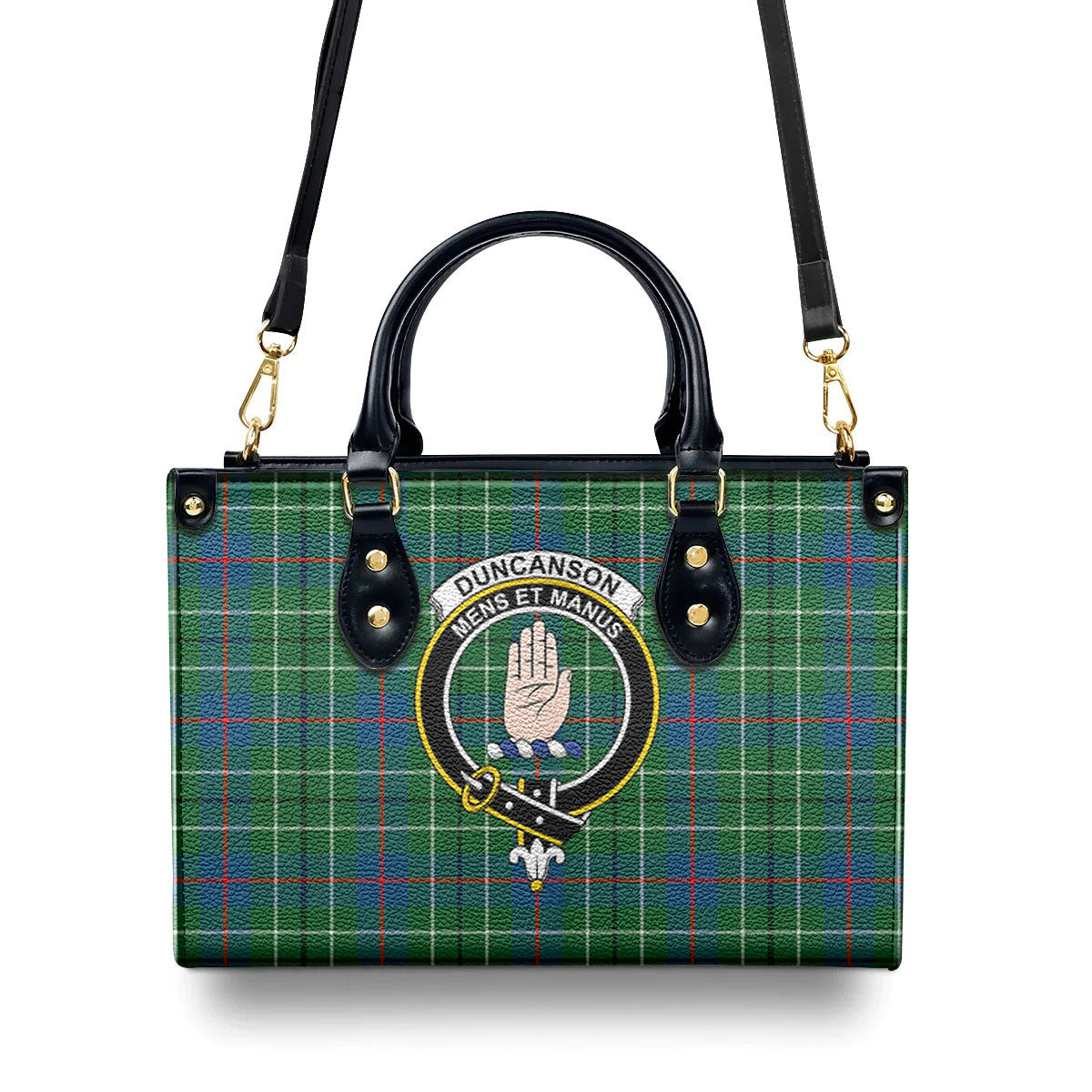 Duncanson Tartan Crest Leather Handbag