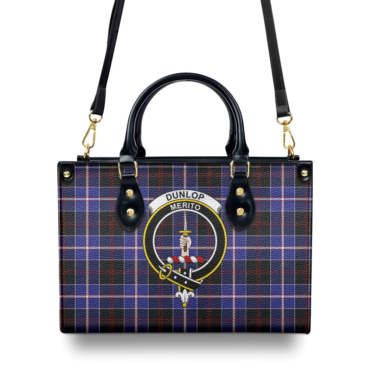 Dunlop Modern Tartan Crest Leather Handbag