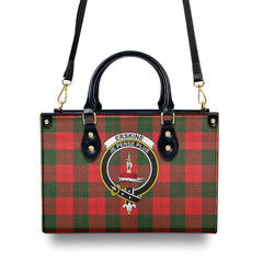 Erskine Modern Tartan Crest Leather Handbag