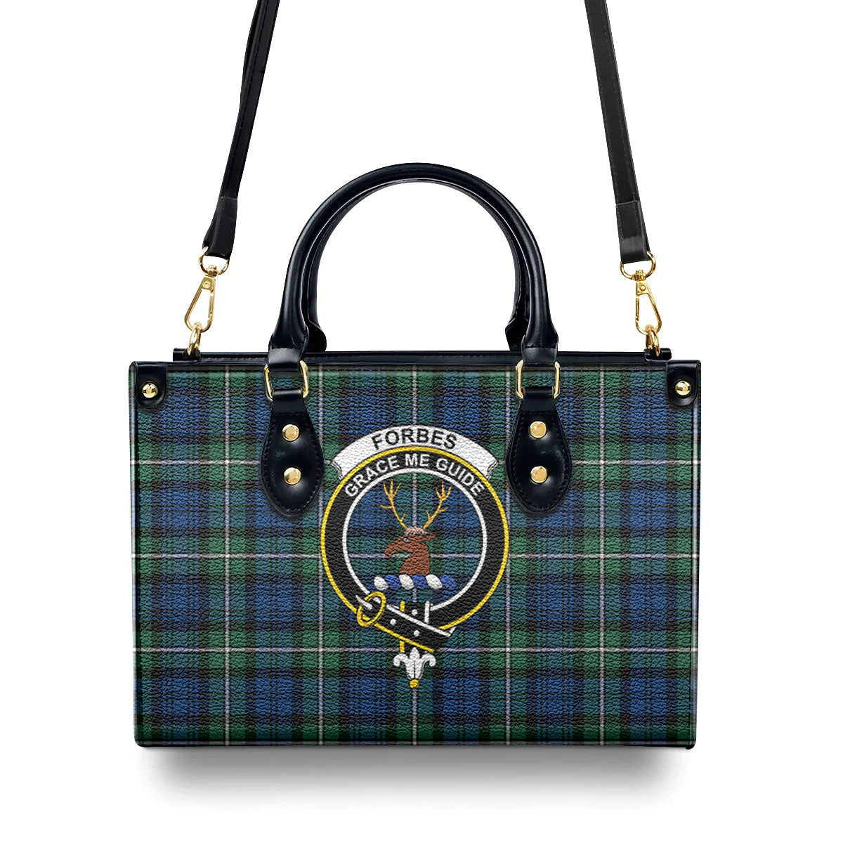 Forbes Ancient Tartan Crest Leather Handbag