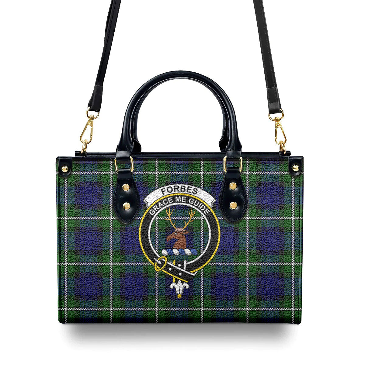 Forbes Modern Tartan Crest Leather Handbag