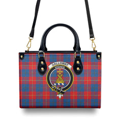 Galloway Red Tartan Crest Leather Handbag