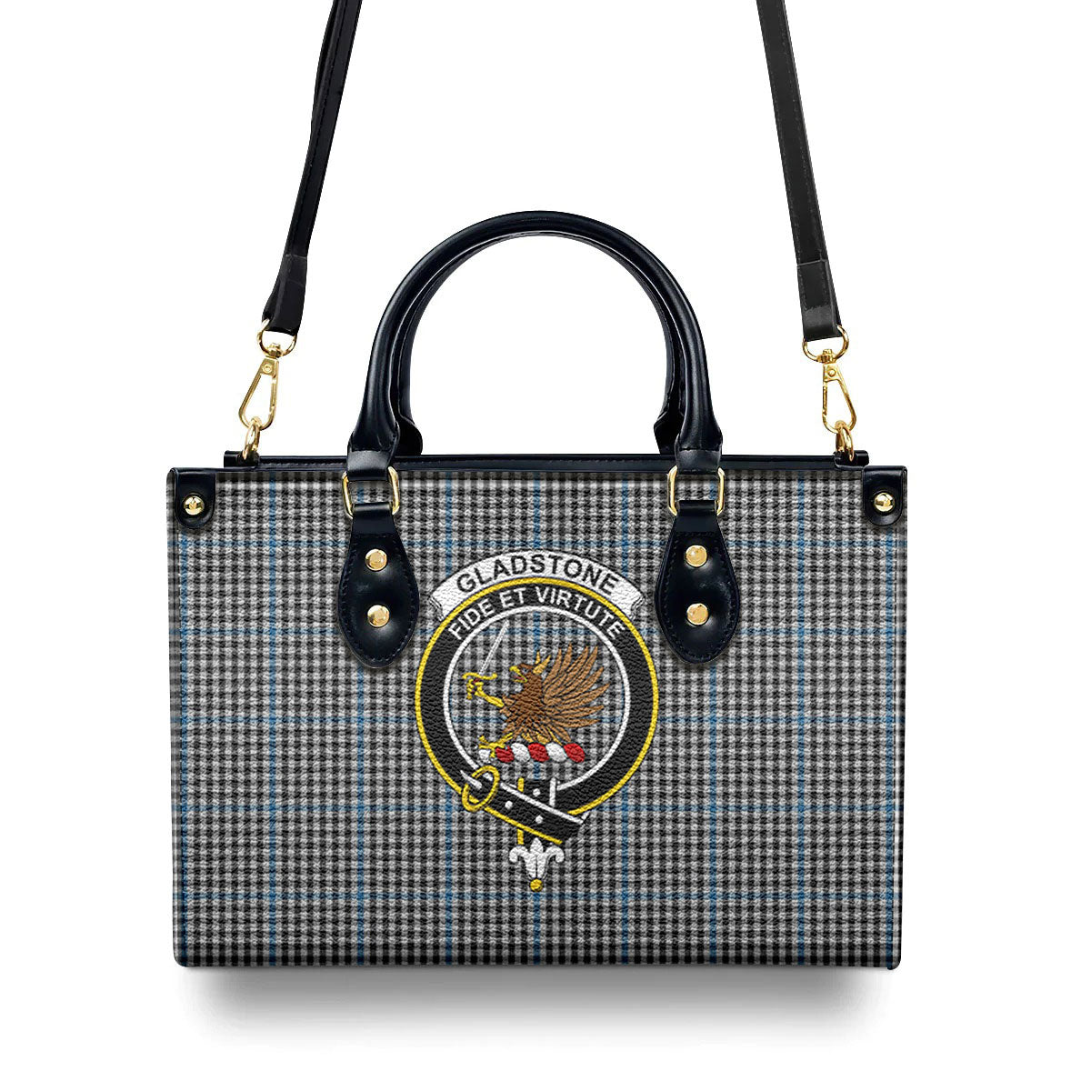 Gladstone Tartan Crest Leather Handbag