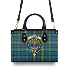 Gordon Ancient Tartan Crest Leather Handbag