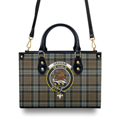 Graham of Menteith Weathered Tartan Crest Leather Handbag