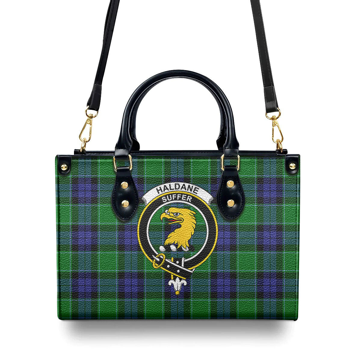 Haldane Tartan Crest Leather Handbag