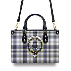 Hannay Modern Tartan Crest Leather Handbag