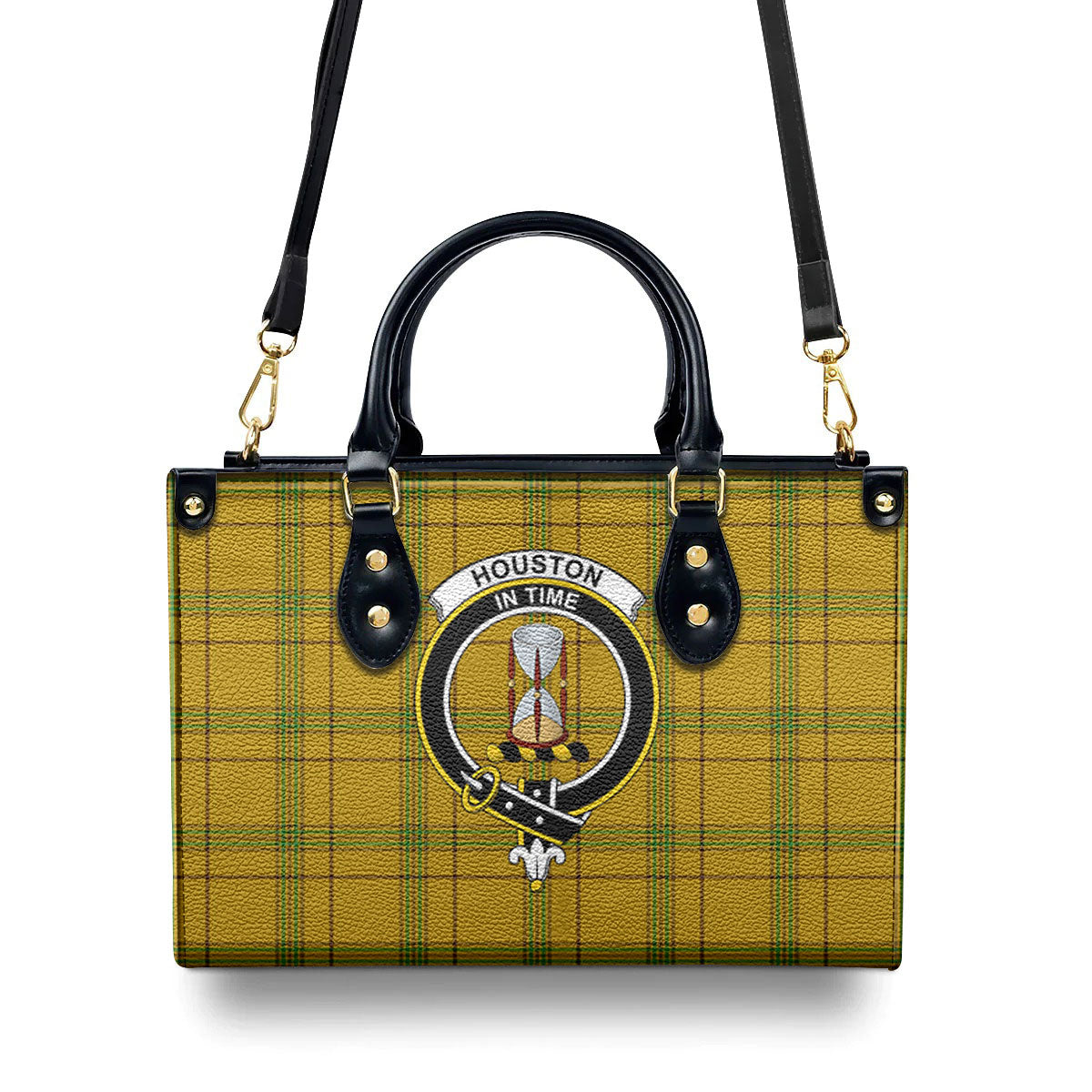 Houston Tartan Crest Leather Handbag