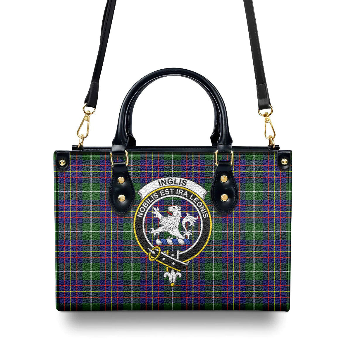 Inglis Modern Tartan Crest Leather Handbag