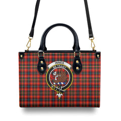 Innes Modern Tartan Crest Leather Handbag