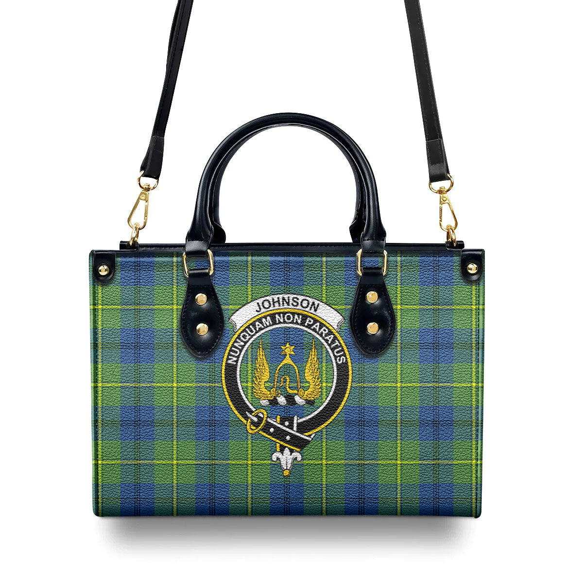 Johnson Ancient Tartan Crest Leather Handbag