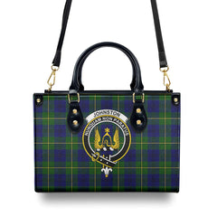 Johnston Modern Tartan Crest Leather Handbag