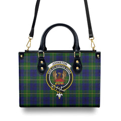 Johnston of Caskieben Tartan Crest Leather Handbag