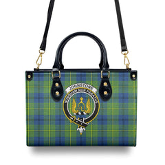 Johnstone Ancient Tartan Crest Leather Handbag