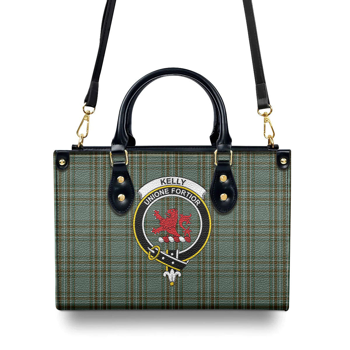 Kelly Dress Tartan Crest Leather Handbag