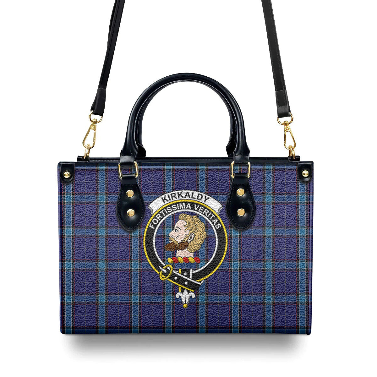 Kirkaldy Tartan Crest Leather Handbag