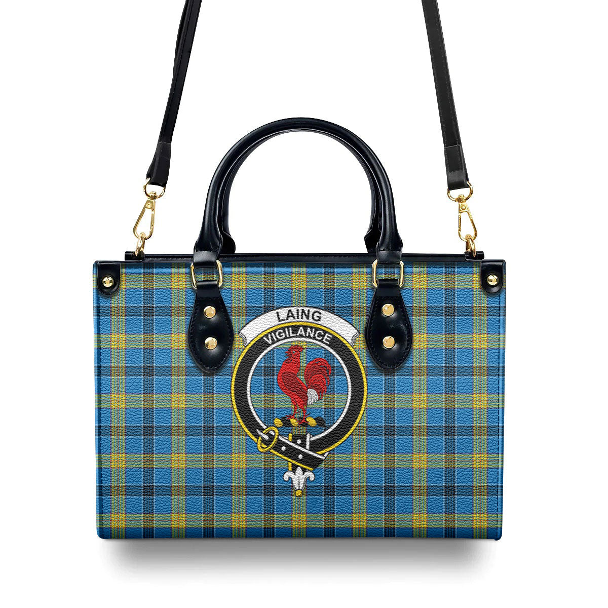 Laing Tartan Crest Leather Handbag