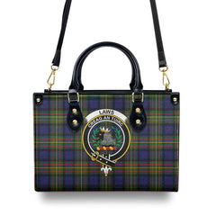 Laws Tartan Crest Leather Handbag