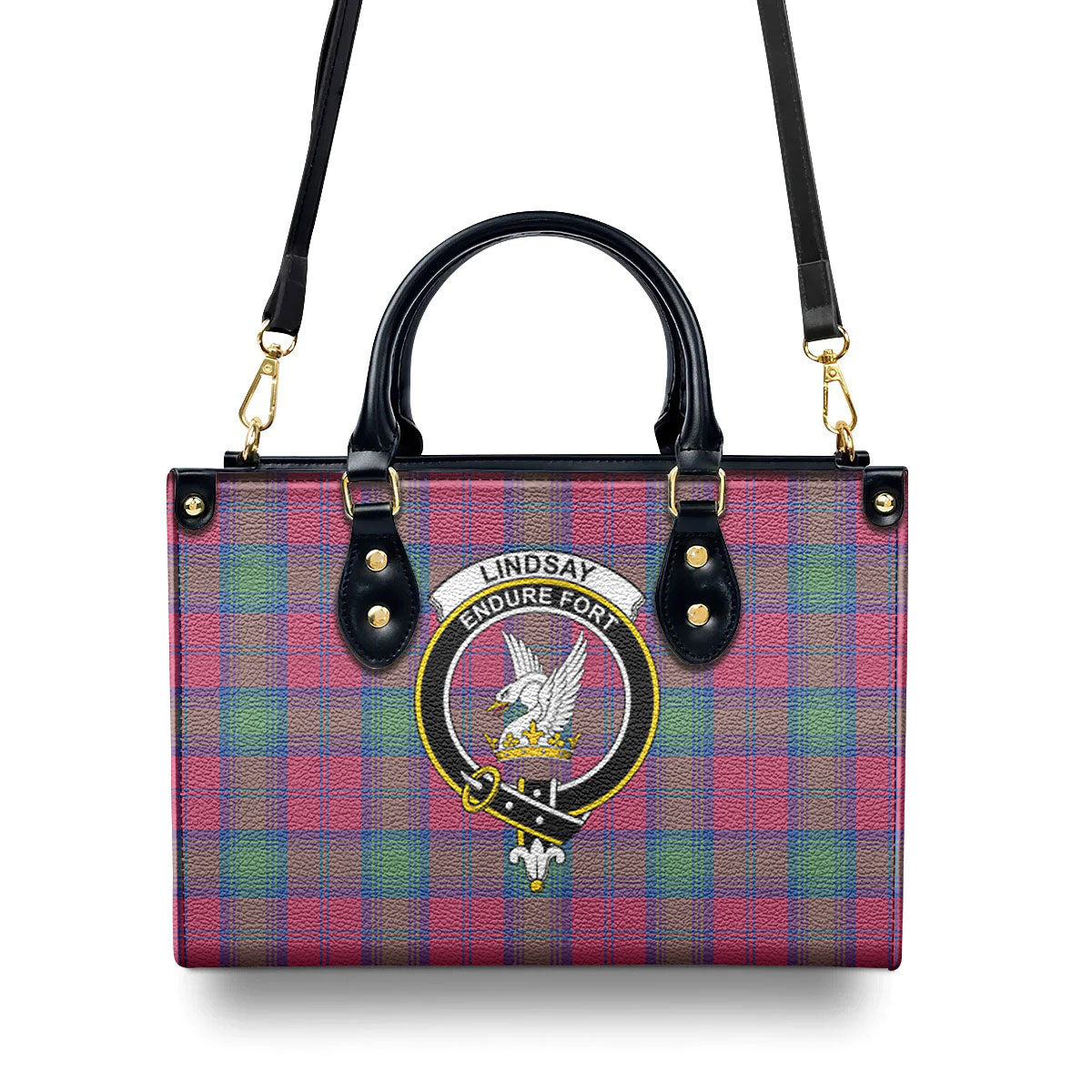 Lindsay Ancient Tartan Crest Leather Handbag