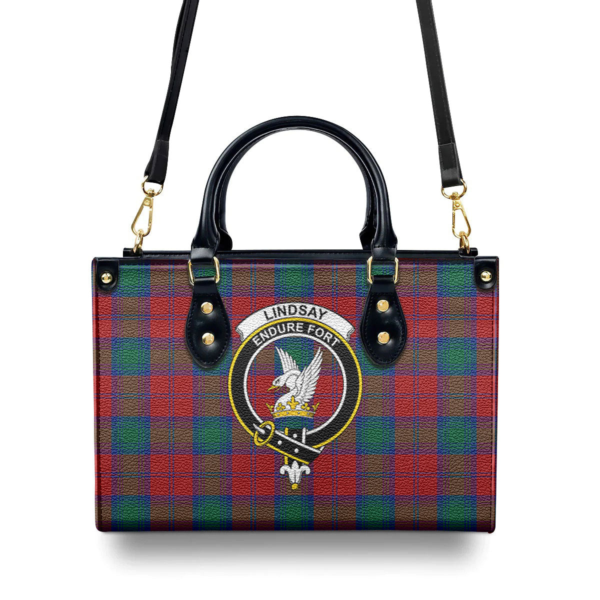 Lindsay Modern Tartan Crest Leather Handbag