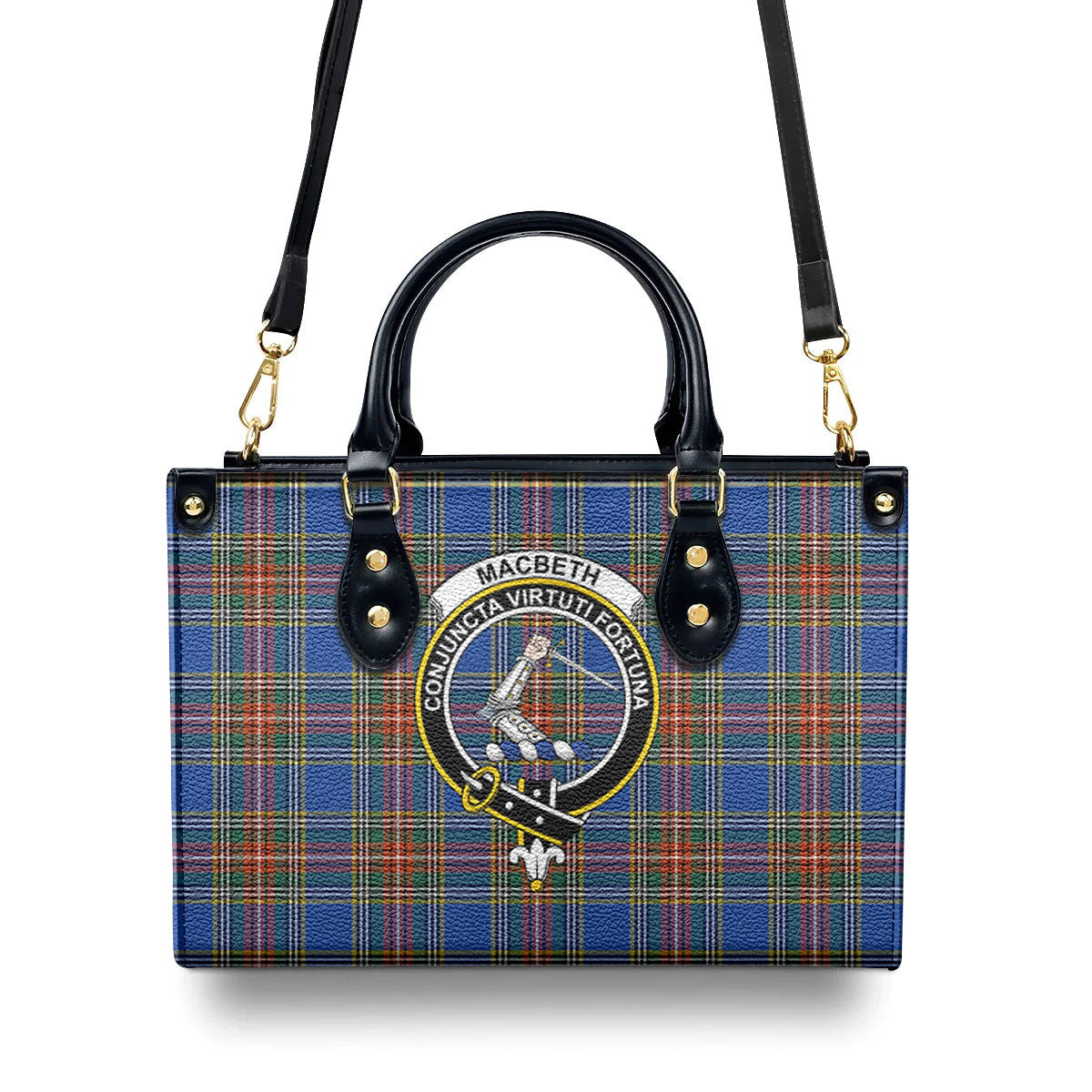 MacBeth Ancient Tartan Crest Leather Handbag