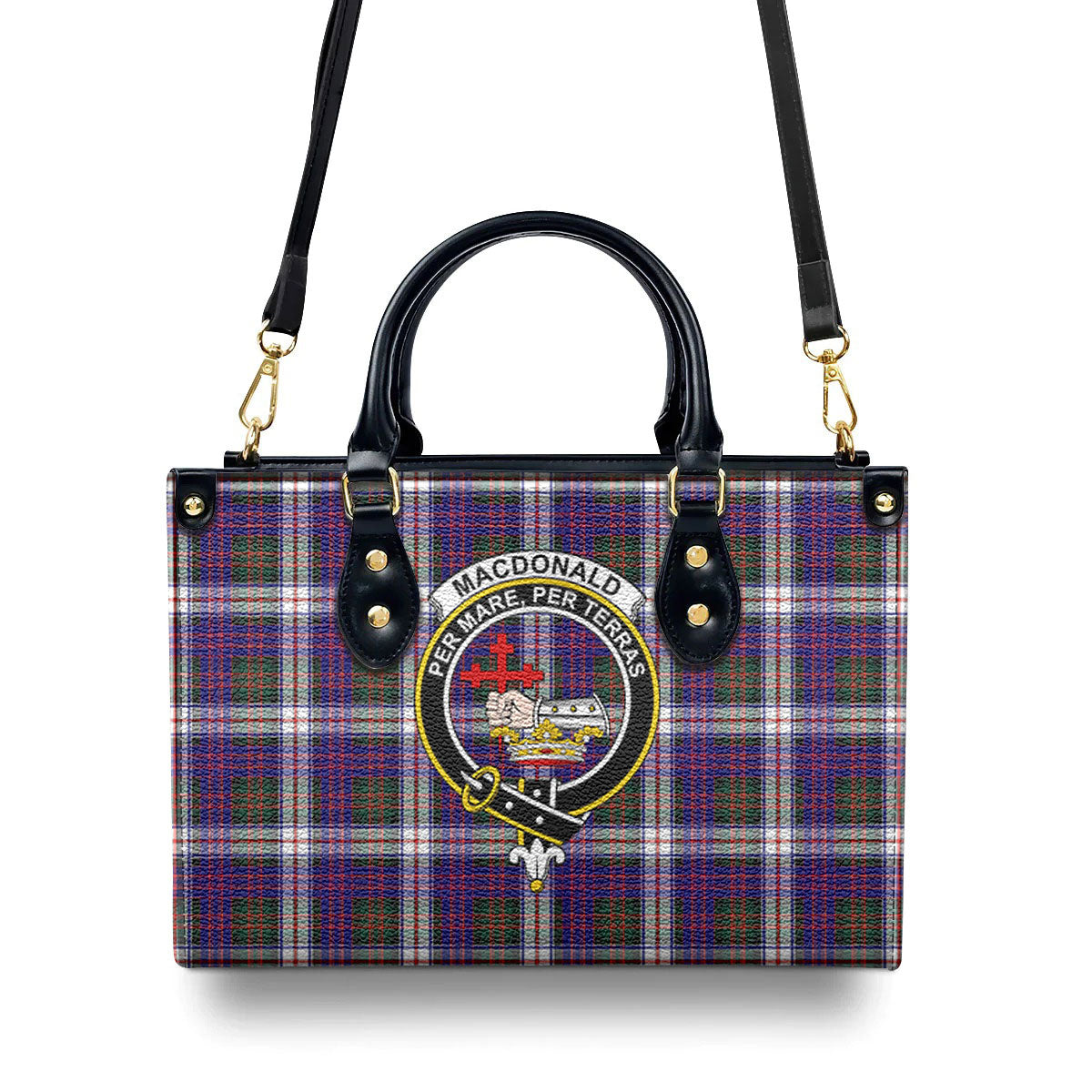 MacDonald Dress Modern Tartan Crest Leather Handbag