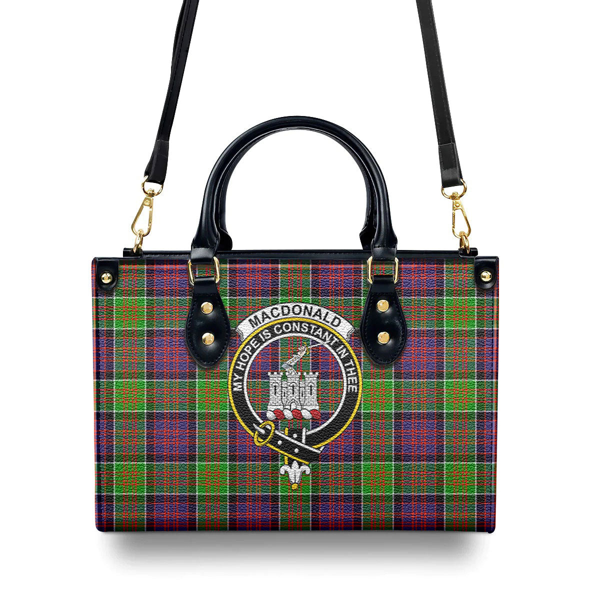 MacDonald (Clan Ranald) Tartan Crest Leather Handbag