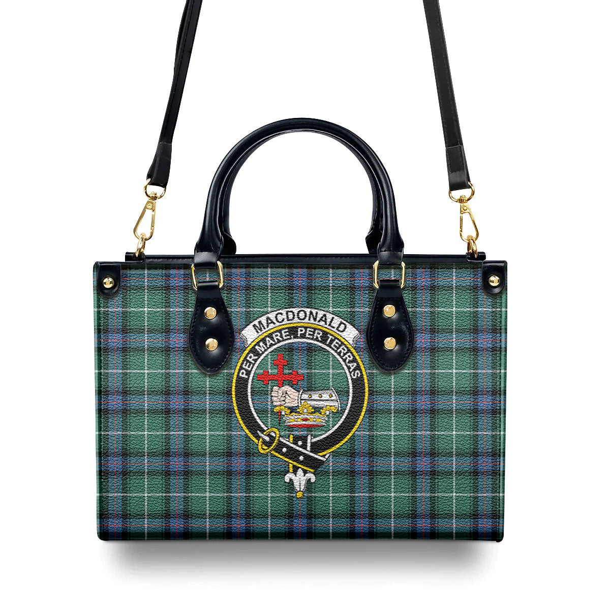 MacDonald of the Isles Hunting Ancient Tartan Crest Leather Handbag