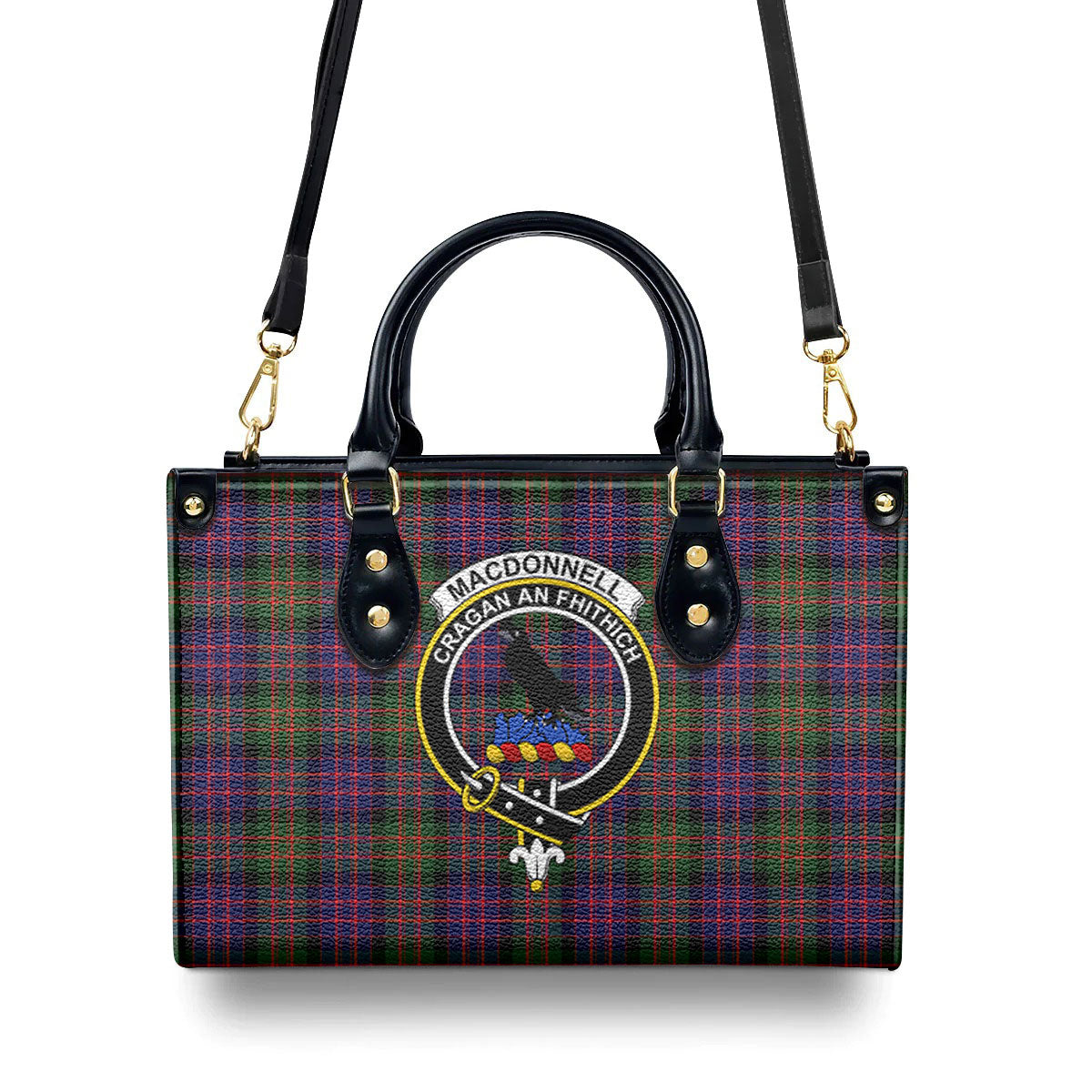 MacDonnell of Glengarry Modern Tartan Crest Leather Handbag