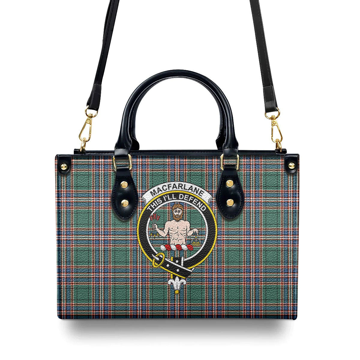 MacFarlane Hunting Ancient Tartan Crest Leather Handbag