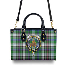 MacKenzie Dress Modern Tartan Crest Leather Handbag