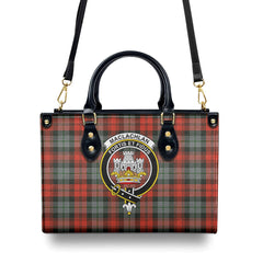 MacLachlan Weathered Tartan Crest Leather Handbag